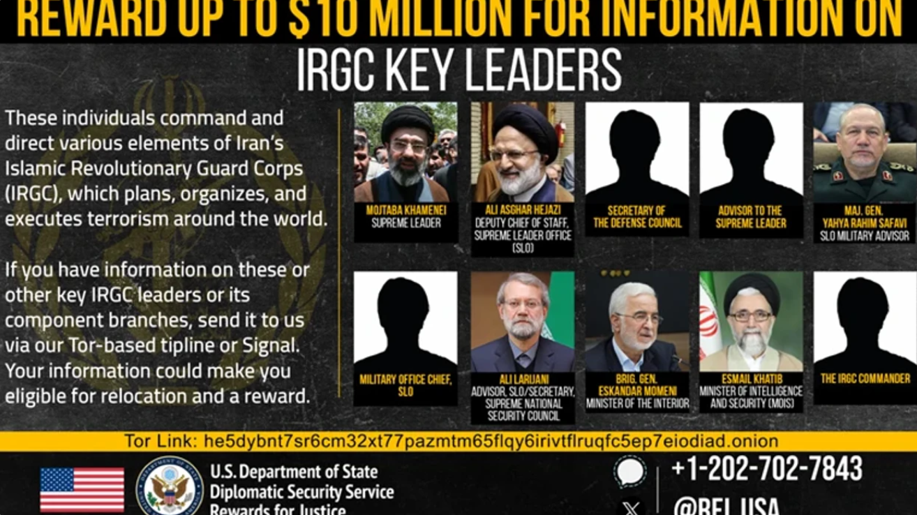 US Offers $10 Million Reward for Information on Iran’s Leader Mojtaba Khamenei