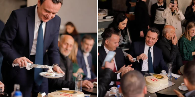 Albin Kurti feston ditëlindjen, surprizohet nga bashkëpunëtorët